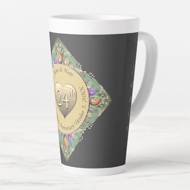 Tasse Latte 24e anniversaire du Mariage OpalServiette (Angle droit)