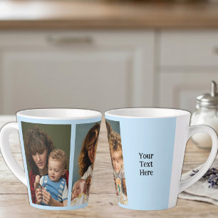 Tasse Latte 2 photo ajouter du texte blanc bleu