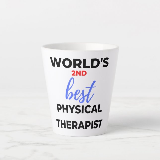 Tasse Latte 2e meilleur physiothérapeute au monde 2 (Devant)