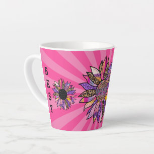 Tasse Latte 3 Fleurs Personnaliser de Parties scintillant Mama