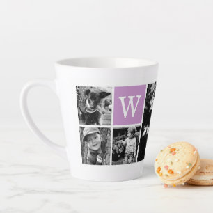 Tasse Latte 4 Galerie de photos et monogramme violet