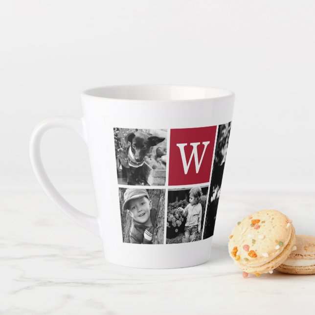 Tasse Latte 4 Galerie de photos Monogramme rouge (En situation)