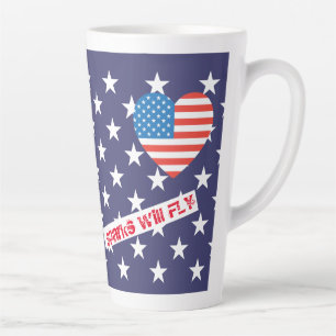 Tasse Latte 4 juillet États-Unis Drapeau Coeur Drapeau Feu d'a