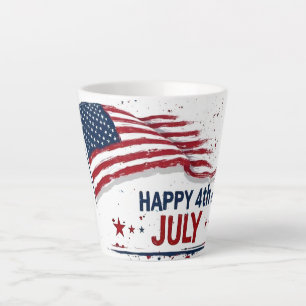 Tasse Latte 4 juillet - Tache de peinture de drapeau américain