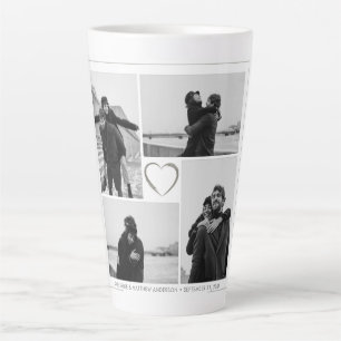 Tasse Latte 4 Photo Collage Mariage Anniversaire Nom et date