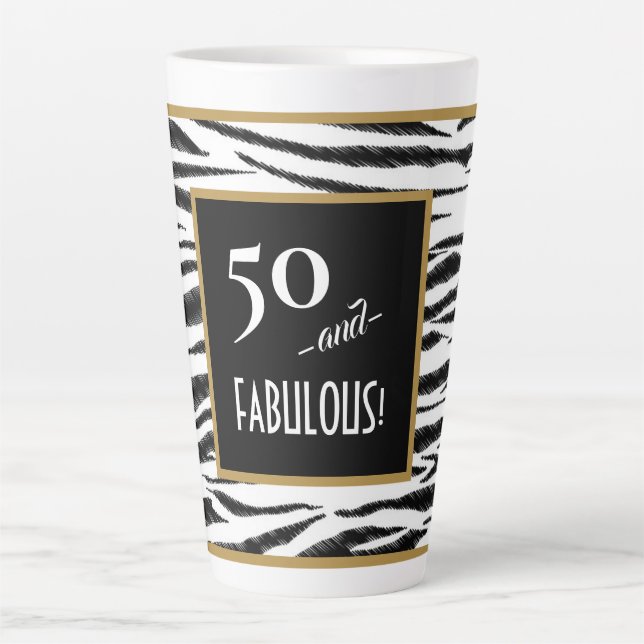Tasse Latte 50 et FABULEUX ! 50e anniversaire de Retro Zebra S (Devant)