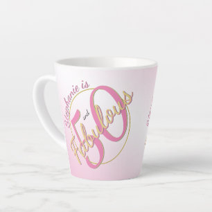 Tasse Latte 50 et fabuleux fête d'anniversaire rose/or amusant