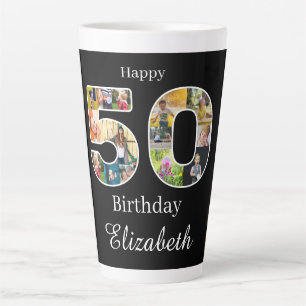 Tasse Latte 50e anniversaire Créez votre propre photo multipho