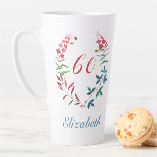 Tasse Latte 60e anniversaire de naissance de la femme florale