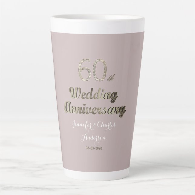 Tasse Latte 60e anniversaire Mariage Mariage diamant (Devant)