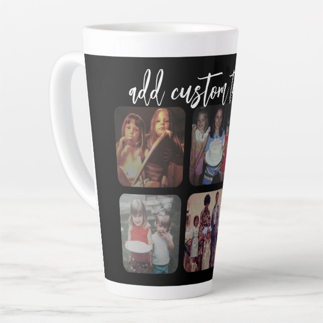 Tasse Latte 6 Photo Collage avec script de rebond tendance - n (Angle gauche)