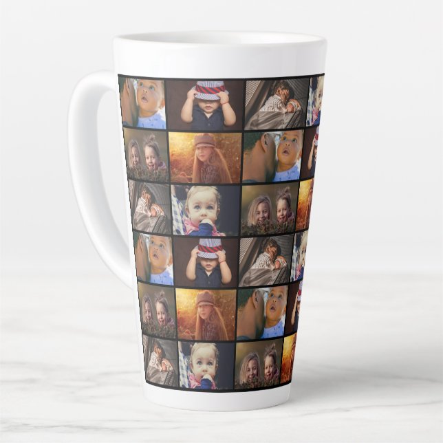 Tasse Latte 6 Photo Collage Famille Photo Motif (Angle gauche)