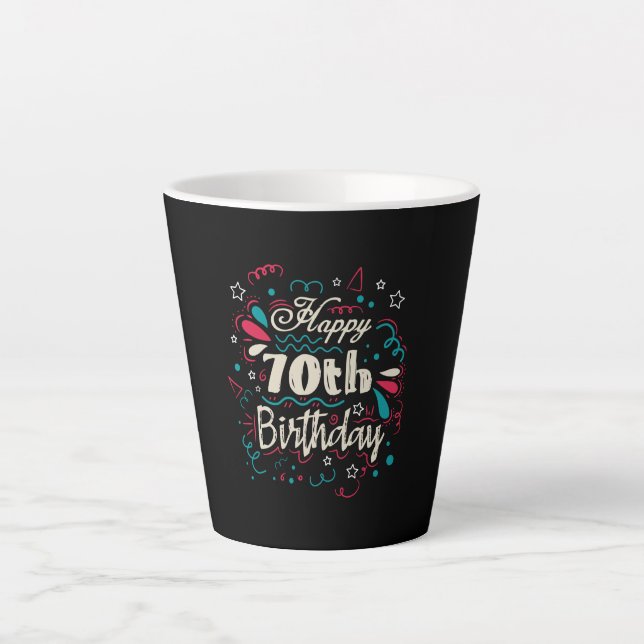 Tasse Latte 70e anniversaire décoratif (Devant)