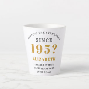 Tasse Latte 70th Birthday Born 1950's Ajouter nom et année Élé