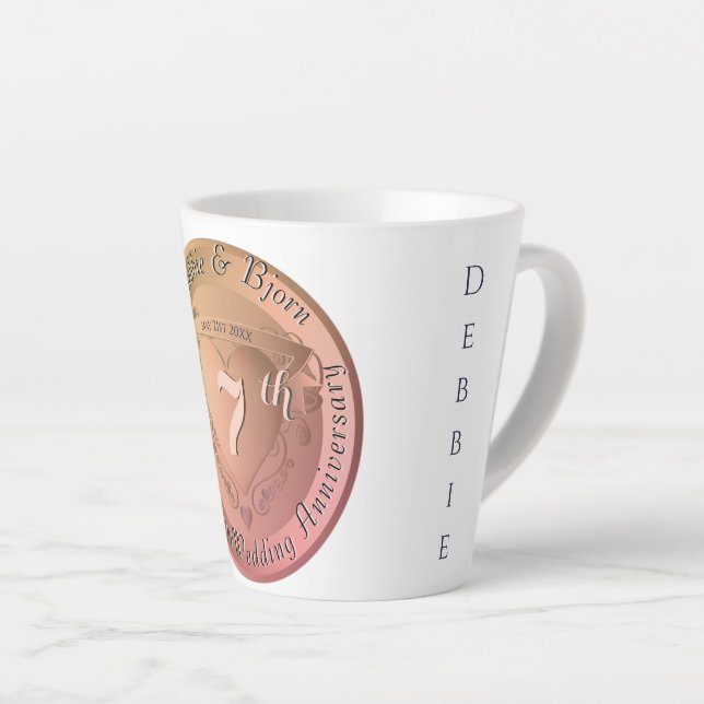 Tasse Latte 7e/22 Mariage Anniversaire Cuivre (Angle droit)