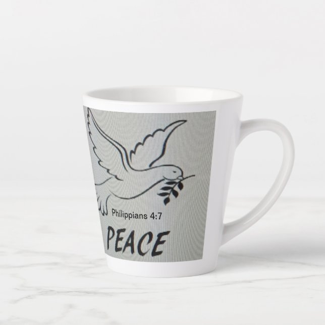 Tasse Latte A cup with peace dove and scripture (Droite)