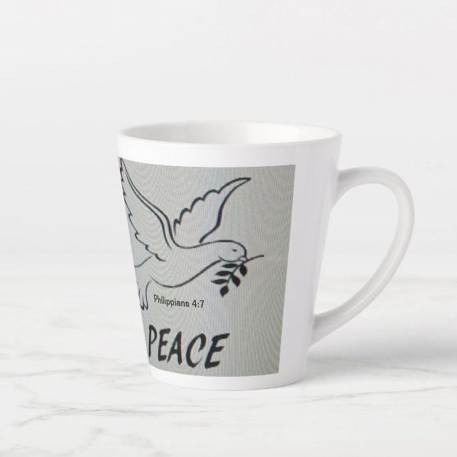 Tasse Latte A cup with peace dove and scripture (Droite)