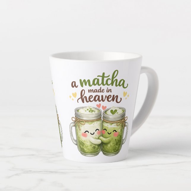 Tasse Latte A Matcha Made in Heaven Cute Funny Pun (Angle droit)