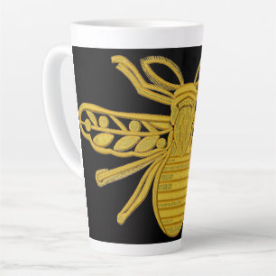 Tasse Latte Abeille dorée royale imitation de broderie