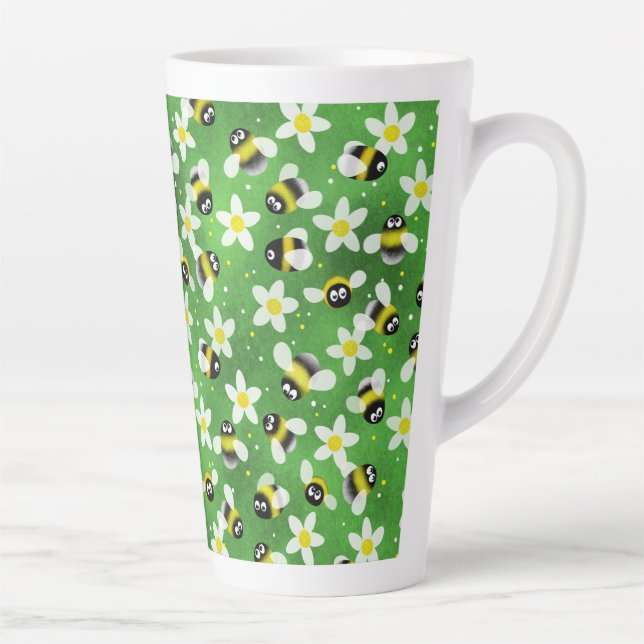 Tasse Latte Abeilles bourdonnantes (Vert bouteille) (Droite)