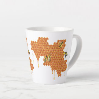 Tasse Latte Abeilles de miel sur le peigne de miel, Lécher du 