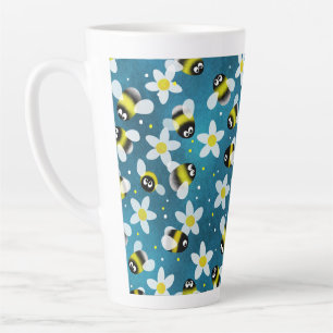 Tasse Latte Abeilles en peluche (bleu Denim)