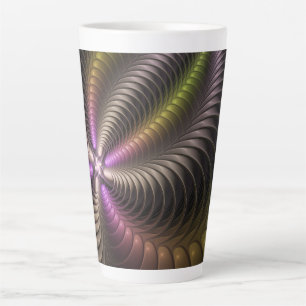 Tasse Latte Abstrait brillant Trippy coloré 3D Fractal Art