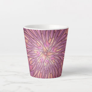 Tasse Latte Abstrait Floral Fractal Art Berry couleurs
