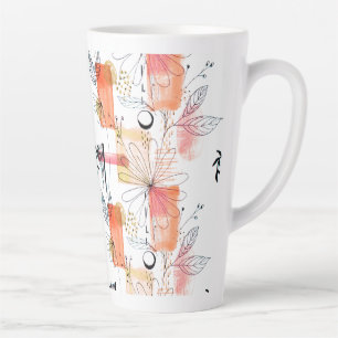 Tasse Latte Abstrait Géométrique rose orange noir
