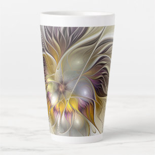 Tasse Latte Abstrait Imaginaire coloré Fleur moderne Fractal
