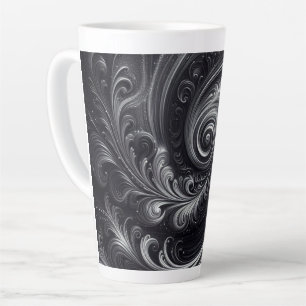 Tasse Latte Abstrait Moderne Simple Tourbillonnant Noir et Bla
