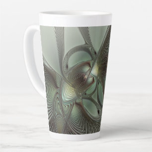 Tasse Latte Abstrait Olive Sage Green Grey Fractal Art Imagina