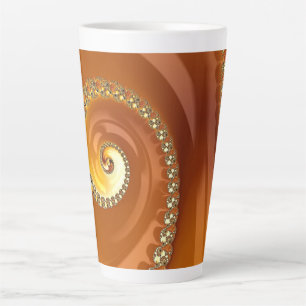 Tasse Latte Abstrait or Orange Dégradé Spiral Fractal