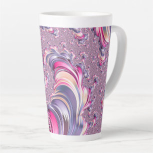 Tasse Latte Abstrait rose pourpre spirale fractale