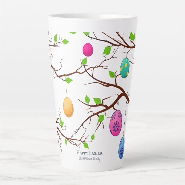 Tasse Latte Accouchement des oeufs de Pâques, branches de l'ar (Devant)