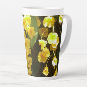 Tasse Latte Accrocher les orchidées jaunes Fleurs tropicales