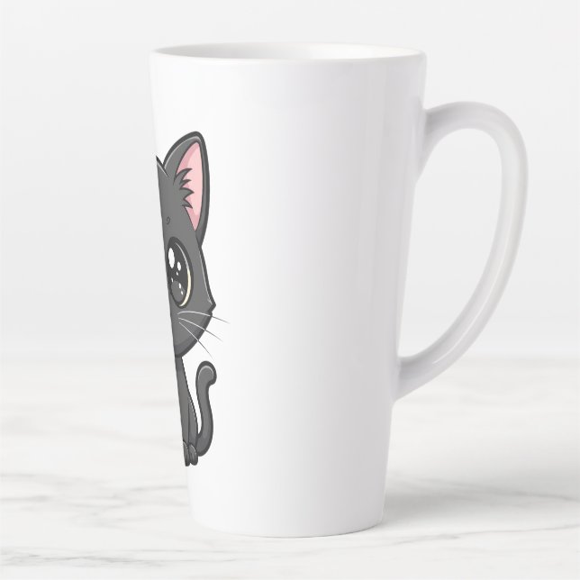 Tasse Latte Adorable Cartoon Black Cat (Droite)