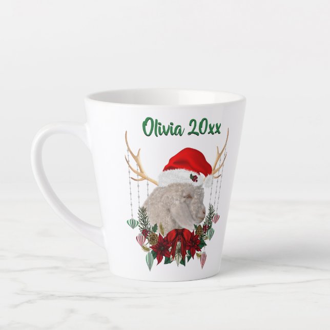 Tasse Latte Adorable Noël Angora Goat Kid (Gauche)