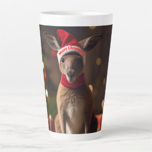 Tasse Latte adorable Noël Père Noël Kangaroo,