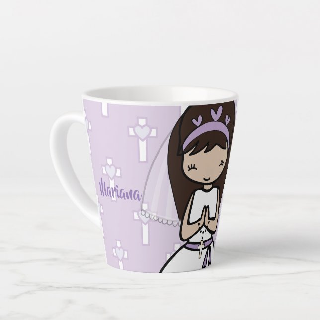 Tasse Latte Adorable personnalisable Première Sainte Communion (Angle gauche)