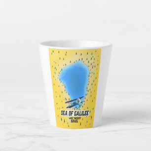 Tasse Latte Affiche de carte de la mer de Galilée Israël