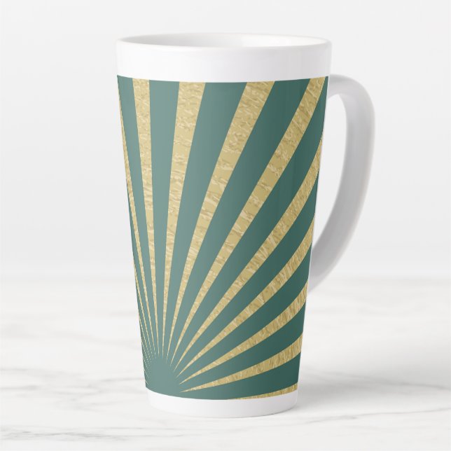 Tasse Latte Affiches à rayures Sunburst (Angle droit)
