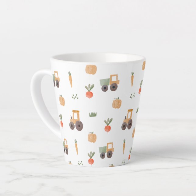 Tasse Latte Agritourisme jardin aquarelle Motif amusant (Angle gauche)
