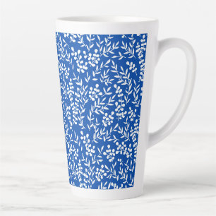 Tasse Latte Agritourisme simple motif floral bleu