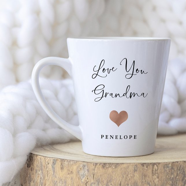 Tasse Latte Aimez-vous grand-mère | Script manuscrit et coeur (Créateur téléchargé)