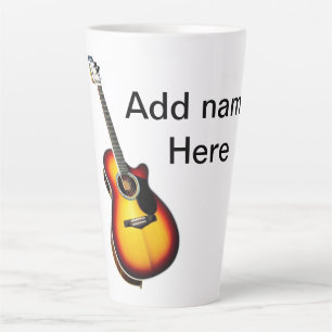 Tasse Latte Ajouter votre nom texte brun acoustique guitare éd