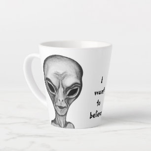 Tasse Latte Alien gris, je veux croire