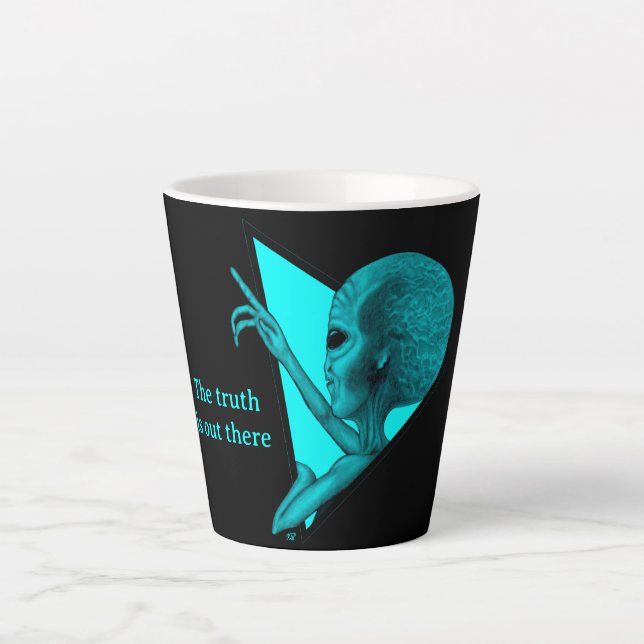 Tasse Latte Alien gris, la vérité est là (Devant)