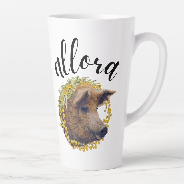Tasse Latte Allora (avec une couronne de fleurs de cochon lain (Droite)