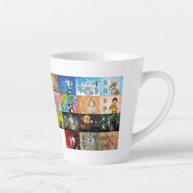 Tasse Latte Alphabet du doigt allemand (Droite)